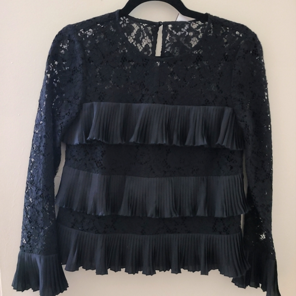 J Crew NWOT Size 0 black blouse. Never worn